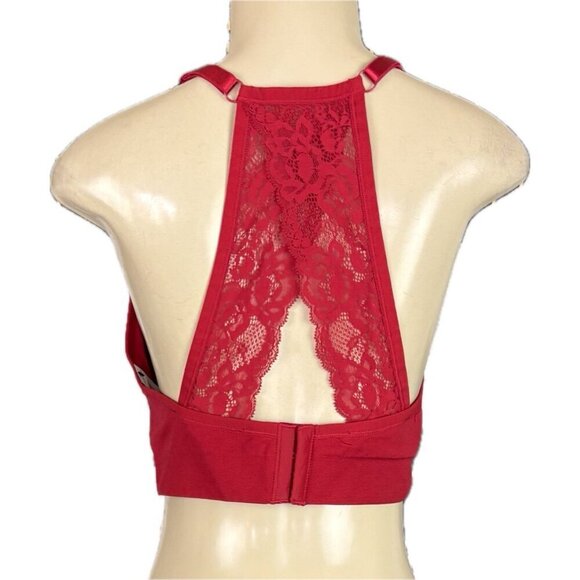 Torrid 1/XL Red Wireless Lightly Padded Lace Racerback Adjustable Strap Bralette - Picture 4 of 6